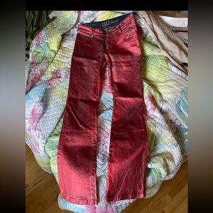 Y.O.Y.O YOU’RE ON YOUR OWN Coated Red Metallic Rocker Jeans Size 7/8 Jun…
